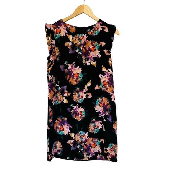 Nicole Miller Floral Multicolored Ruffle Sleeve Dress Size 6 - Picture 7 of 7